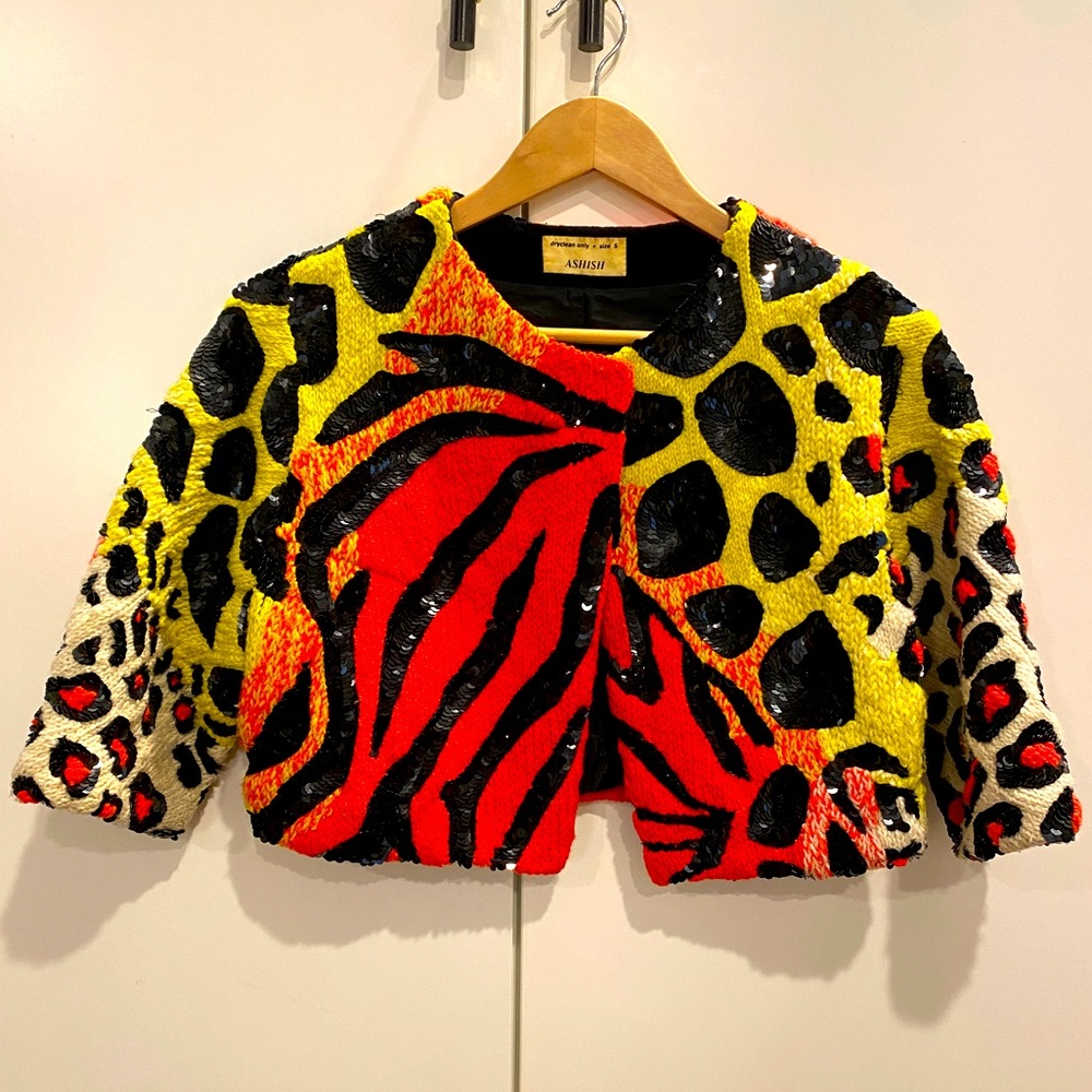 Ashish sequins sweater cropped jacket cardigan S vintage unique one of a kind